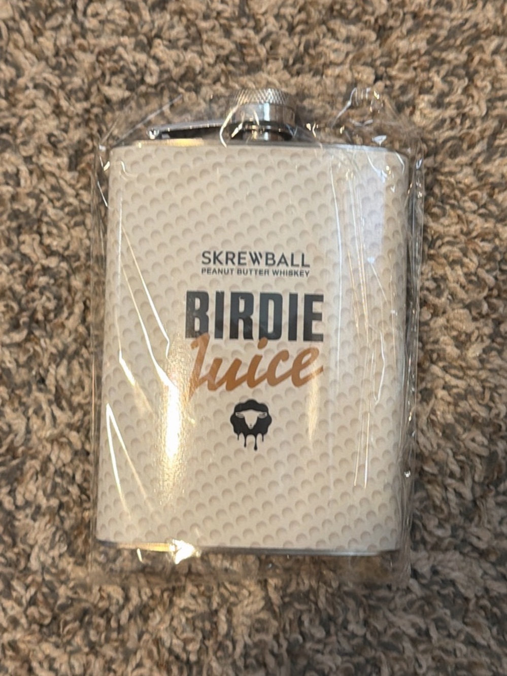 Birdie Juice Screwball peanut butter whiskey White Hip Flask golf gift